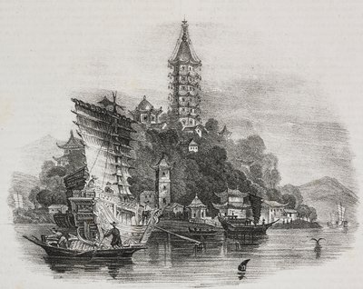 Kin-Chan, Golden mountain, China, lithograph by Salvatore Puglia from Poliorama Pittoresco, n 21, December 28 作者 萨尔瓦多·普利亚