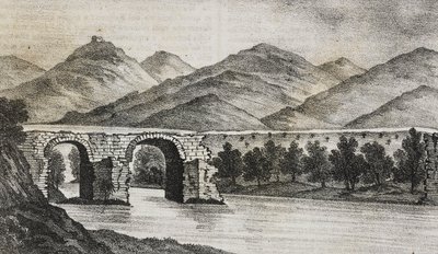 意大利坎帕尼亚卡普亚附近的断桥，Salvatore Puglia 的石版画，选自 Poliorama Pittoresco，第 23 期，1 月 13 日 作者 萨尔瓦多·普利亚