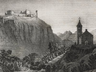 卡佩卢西亚之旅，魔灯场景，故事和图片集，萨尔瓦托·普利亚 (Salvatore Puglia) 石版画，出自 Poliorama Pittoresco，n 41，5 月 17 日 作者 萨尔瓦多·普利亚