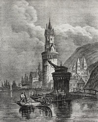 德国安德纳赫景观，Salvatore Puglia 石版画，Poliorama Pittoresco，n 45，6 月 17 日 作者 萨尔瓦多·普利亚