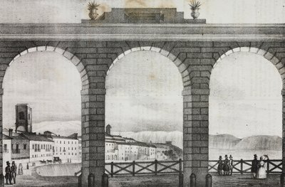 从意大利大广场看基耶蒂的景色，萨尔瓦托·普利亚 (Salvatore Puglia) 的石版画，来自 Poliorama Pittoresco，n 2，8 月 21 日 作者 萨尔瓦多·普利亚