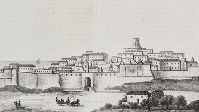 意大利卡拉布里亚克罗托内景观，Salvatore Puglia 石版画，Poliorama Pittoresco，n 12，10 月 26 日 作者 萨尔瓦多·普利亚