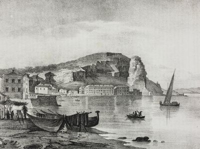意大利拉齐奥泰拉西纳景观，Salvatore Puglia 石版画，Poliorama Pittoresco，n 22，1 月 8 日 作者 Salvatore Puglia