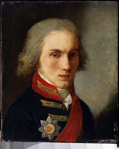 作家彼得·维亚泽姆斯基伯爵（Pierre Wiazemsky）（1792-1878）的肖像。 萨尔瓦多·东奇（Salvatore Tonci，1756-1844）的绘画。 纸板油画 作者 萨尔瓦多·汤奇