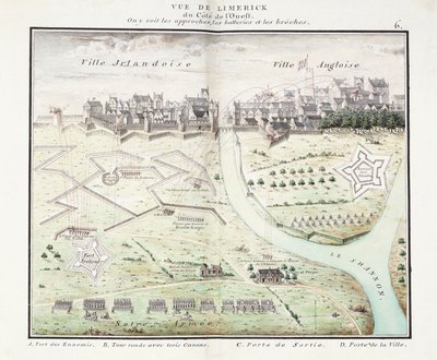 利默里克风景，约 1750 年（水彩画图纸） 作者 塞缪尔（之后）霍布森