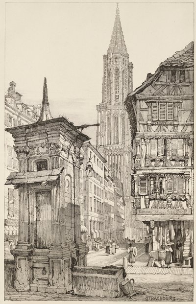 Rue Mercière 和斯特拉斯堡大教堂的西面 作者 塞缪尔（之后）普鲁特
