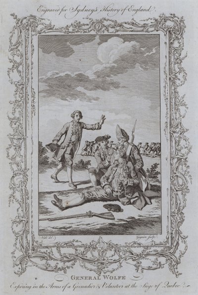 沃尔夫将军在魁北克围城战中死于掷弹兵和志愿者的怀抱（版画） 作者 塞缪尔（之后）鲸鱼