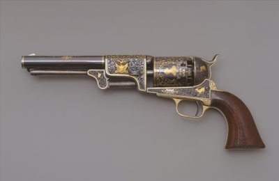 柯尔特第三型龙击式左轮手枪，约1853年（钢、铜、金和胡桃木）。 作者 塞缪尔·柯尔特（Samuel Colt）