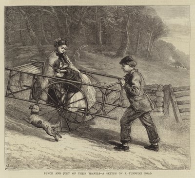 Punch和Judy的旅行，收费公路上的草图 作者 塞缪尔·埃德蒙·沃勒