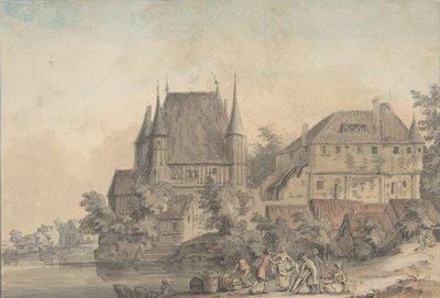河边的村庄景观，1766年。 作者 塞缪尔·希罗尼穆斯·格林