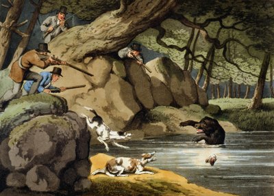 北美熊狩猎，由Matthew Dubourg雕刻，由Edward Orme出版，1813年 作者 塞缪尔·豪伊特