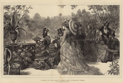 白金汉宫女王陛下花园派对的素描 作者 Samuel Luke Fildes