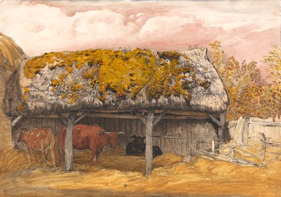 屋顶长满苔藓的牛舍 作者 塞缪尔·帕尔默（Samuel Palmer）