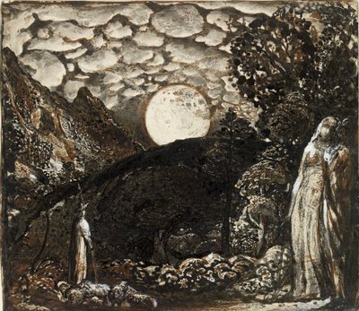 满月下的牧羊人，约1829-1830年 作者 塞缪尔·帕尔默（Samuel Palmer）