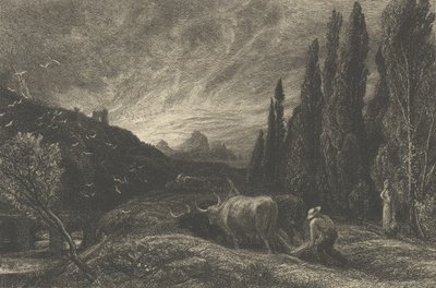 早起的耕夫》，或《山间的晨曦》，1861年前。 作者 塞缪尔·帕尔默（Samuel Palmer）
