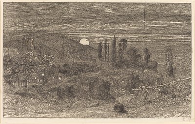 冉冉升起的月亮，或英国田园诗 作者 塞缪尔·帕尔默（Samuel Palmer）