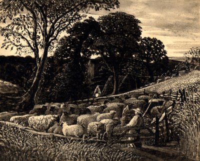 羊圈，c.1831-32（水彩） 作者 塞缪尔·帕尔默（Samuel Palmer）