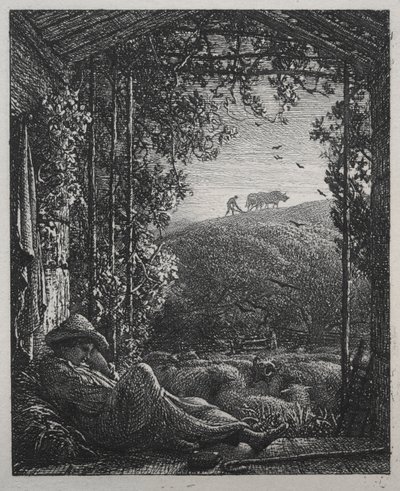 睡着的牧羊人，1857年。 作者 塞缪尔·帕尔默（Samuel Palmer）