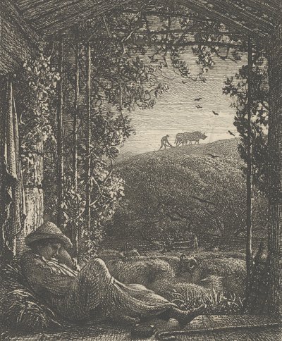 沉睡的牧羊人，清晨，1857年。 作者 塞缪尔·帕尔默（Samuel Palmer）