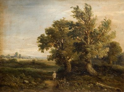 有树的风景，1863年。 作者 塞缪尔·雷斯特尔线