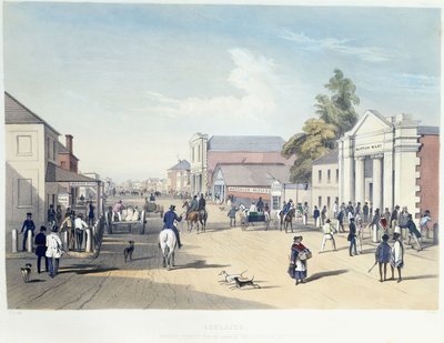 阿德莱德，Hindley Street，41板，来自乔治·法国·安加斯（George French Angas）的“南澳大利亚插图” 作者 Samuel Thomas Gill