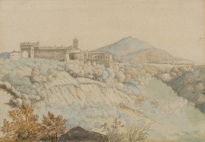 Grotta Ferrata修道院，古老的Tusculum，意大利，c.1805（铅笔和纸上的wc） 作者 塞缪尔·伍德福德