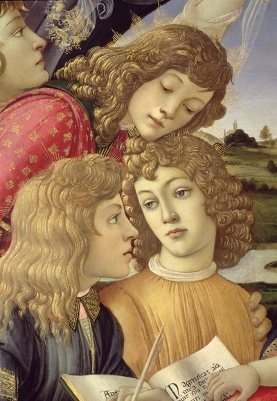 圣母玛利亚，三个男孩的细节 作者 桑德罗·波提切利（Sandro Botticelli）