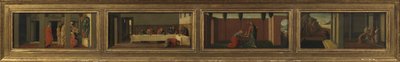 Scenes from the life of Mary Magdalene (four predella panels - a. Christ teaching; b. feast in the house of Simon; c. Noli me Tangere; d. last moments of the Magdalene) 作者 桑德罗（后）波提切利