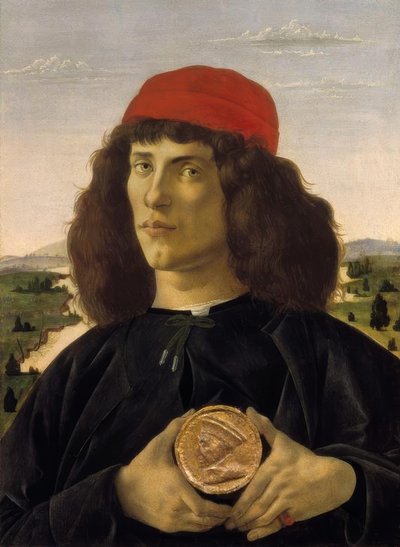 一张带有Cosimo A勋章的陌生人的肖像 作者 桑德罗·波提切利（Sandro Botticelli）