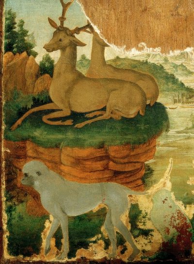 景观与雄鹿和猴子 作者 桑德罗·波提切利（Sandro Botticelli）