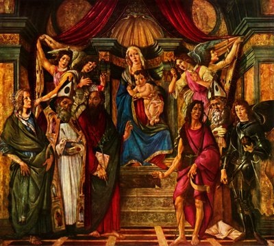 麦当娜（Madonna）1483年登上六圣，1937年。 作者 桑德罗·波提切利（Sandro Botticelli）