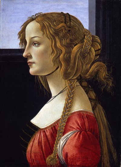 一个年轻女子的侧面肖像西蒙妮塔·韦斯普奇，约1476年 作者 Sandro Botticelli