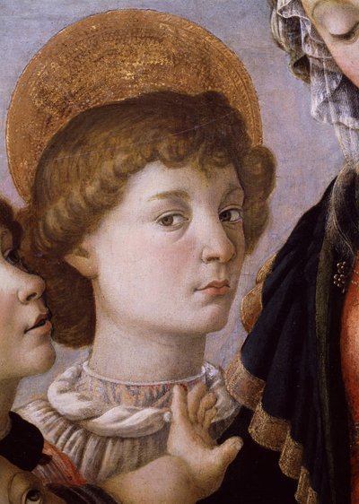 来自圣母子的圣约翰（木材上的蛋彩画） 作者 Sandro Botticelli