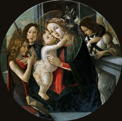 圣母与圣约翰和两个天使的孩子。 作者 桑德罗·波提切利（Sandro Botticelli）