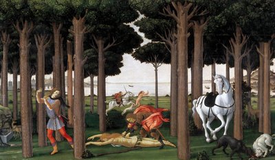 Nastagio degli Onesti的故事第二集，约1483年 作者 桑德罗·波提切利（Sandro Botticelli）