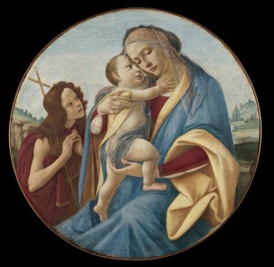 圣母子与年轻的施洗者圣约翰 作者 桑德罗·波提切利（Sandro Botticelli）