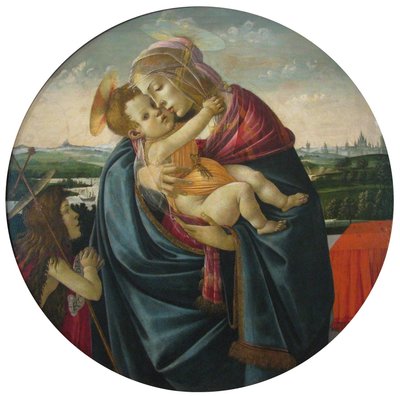 圣母子与施洗者圣约翰 作者 桑德罗·波提切利（Sandro Botticelli）和工作室