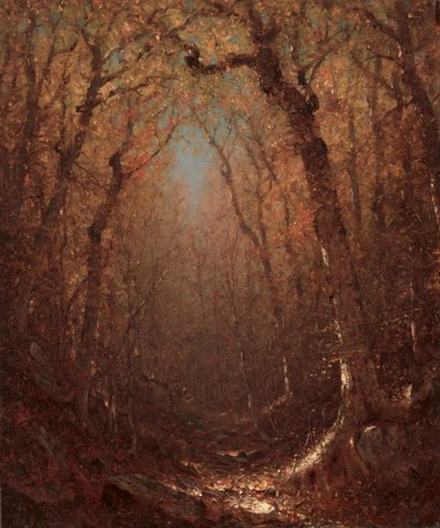 秋天，一条木路，1876年。 作者 桑福德·罗宾逊·吉福德