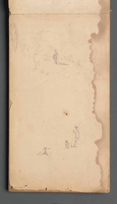 写生簿，第02页：1859年，《有狗的风景》。 作者 桑福德·罗宾逊·吉福德
