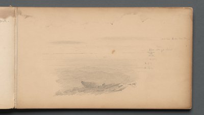 速写本，第04页：带颜色标记的海上景观，1859年。 作者 桑福德·罗宾逊·吉福德