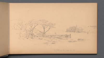 素描本，第 20 页："密歇根州峰岛，59 年 9 月 7 日"。 作者 桑福德·罗宾逊·吉福德