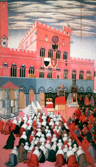 圣贝纳迪诺传道，c1426-1481年 作者 Sano di Pietro