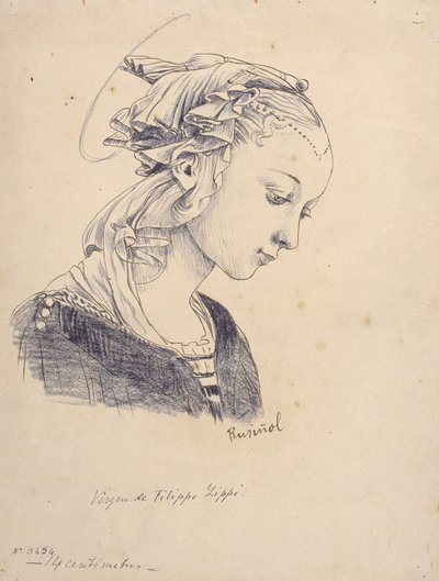 菲利波·利皮（Filippo Lippi）的《麦当娜与天使》半身像 作者 圣地亚哥·鲁西诺（SantiagoRusiñol）