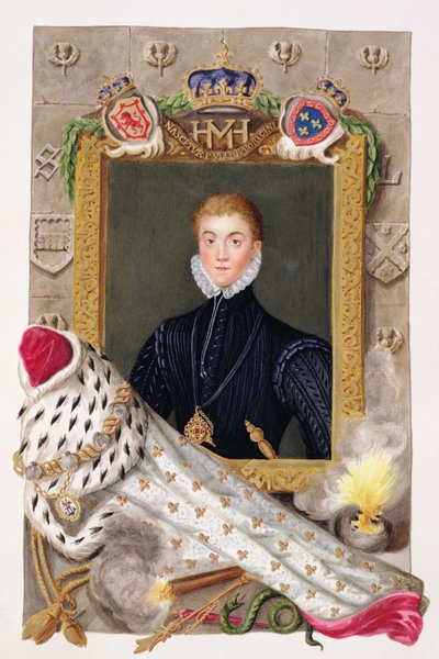 英国查尔斯一世（1600-49）作为威尔士亲王的肖像，摘自《伊丽莎白女王宫廷回忆录》，1825年出版（纸上水彩和水粉）。 作者 艾塞克斯（Essex）的莎拉伯爵夫人（Sarah Countess）