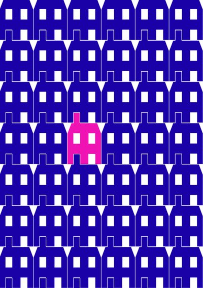 蓝纸屋_大，2020 年（数字版） 作者 萨拉·埃文斯