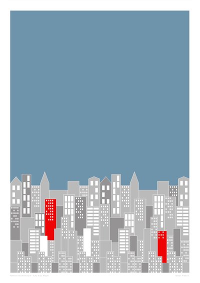 城市眩晕之夜，2014 年（平面胶版印刷作品） 作者 萨拉·埃文斯