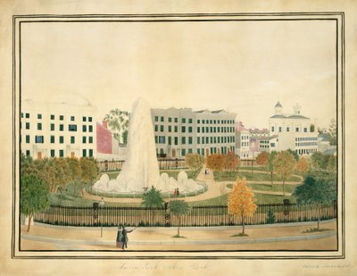纽约联合公园，约1845年。 作者 莎拉·费尔柴尔德