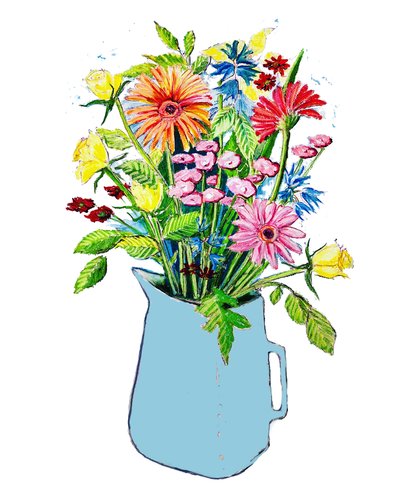 Blue jug’ 2020 (oil pastels) 作者 莎拉·汤普森·恩格斯