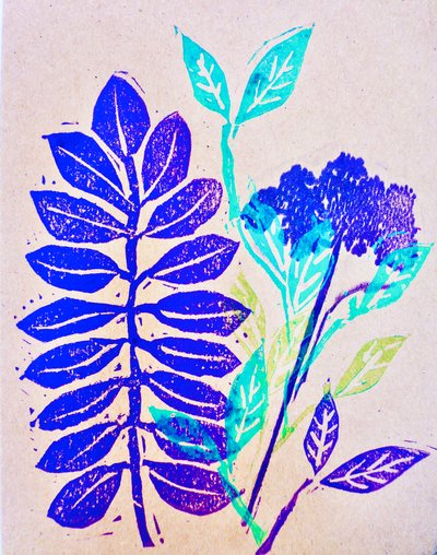 Flora (linocut) 2020 作者 莎拉·汤普森·恩格斯