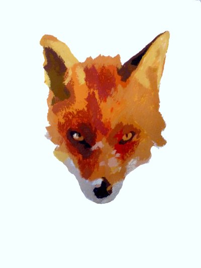 Fox face, 2013 (monoprint with inks) 作者 莎拉·汤普森·恩格斯